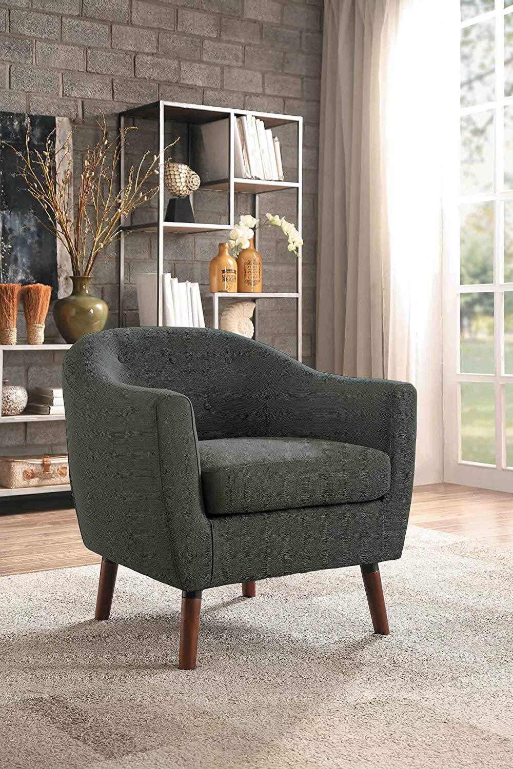 klassisk brun Akademisk Nailhead Barrel Chair