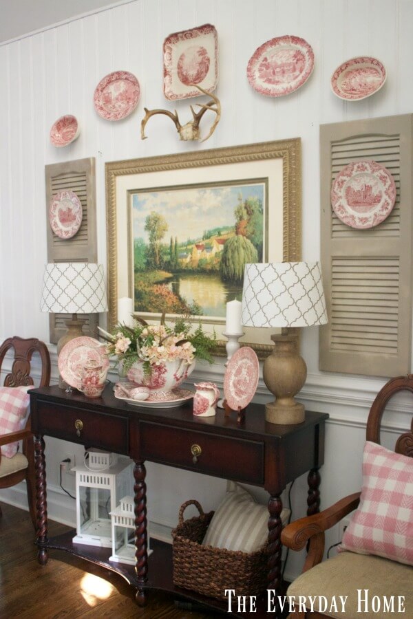 Wall Display of Antique Plate Set for the Farmhouse Living Room, Dining Room or Dining Space