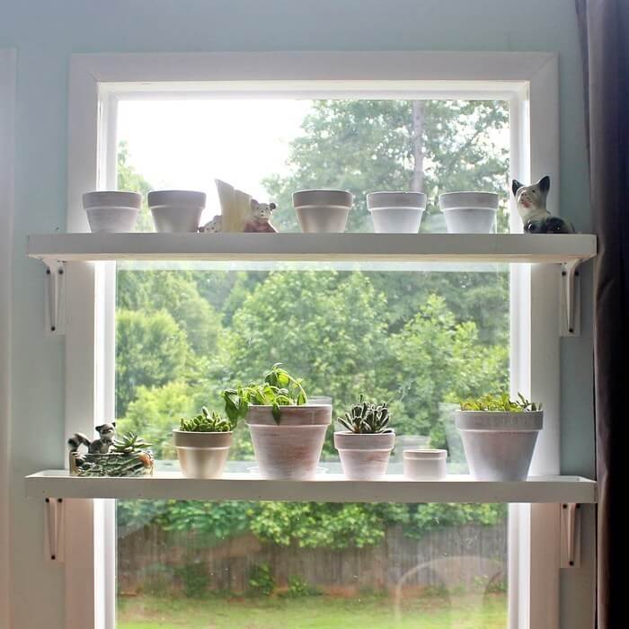 Across the Window Plant Shelves