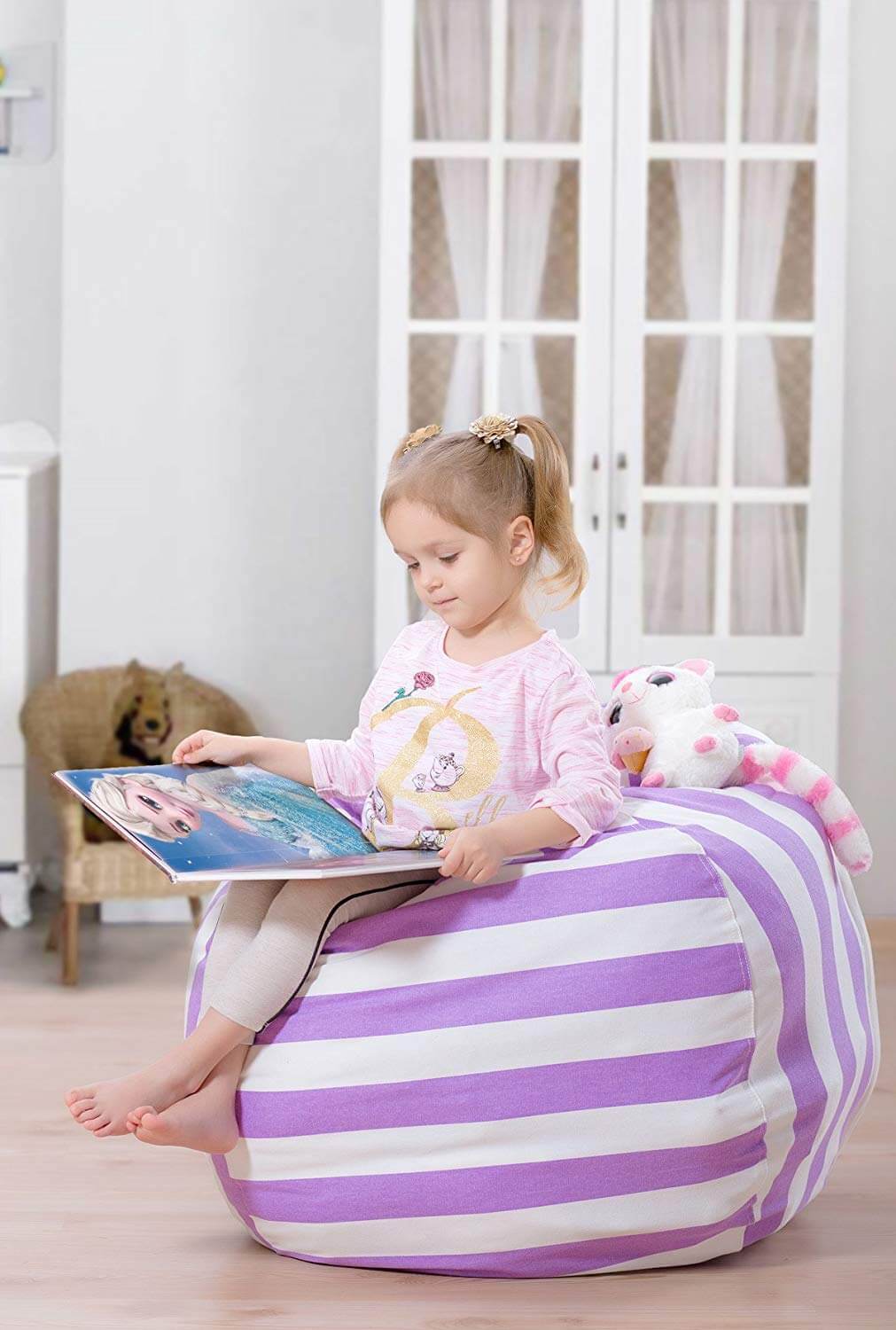 WEKAPO Stuffed Animal Storage Bean Bag Chair Cover