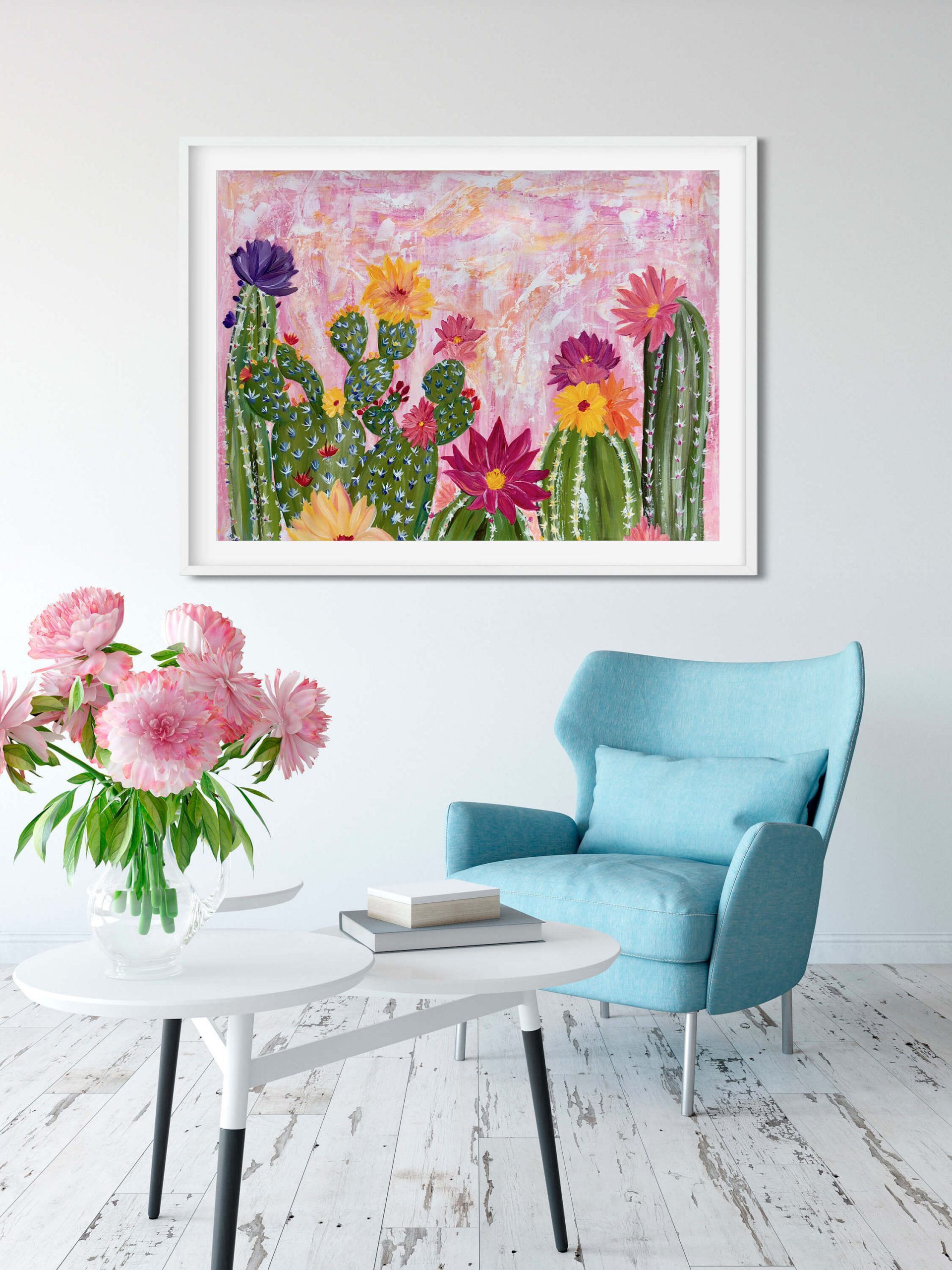 Flowering Cacti at Sunset Painting