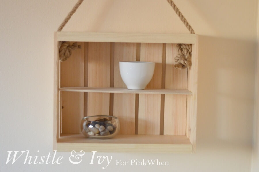 Hanging Box Shelf with Natural Rope