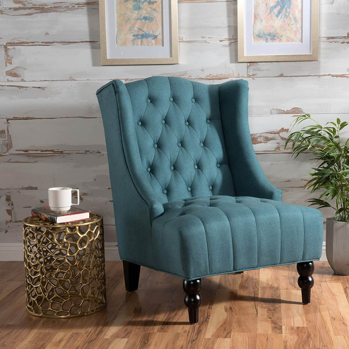 teal reading chair