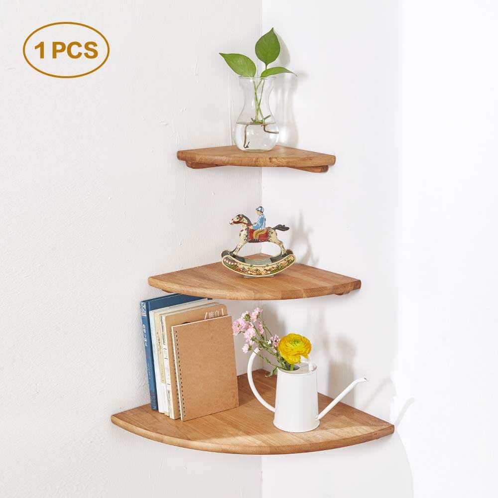 Striking Curved Floating Triangle Corner Shelf