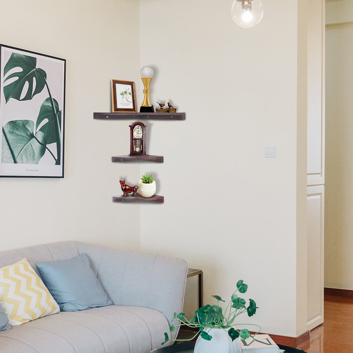 Elegant Graduated Solid Wood Corner Shelf