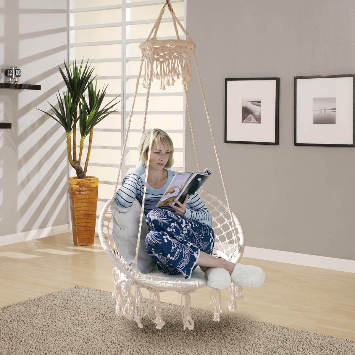 Chaise Pivotante suspendue de Style Macramé