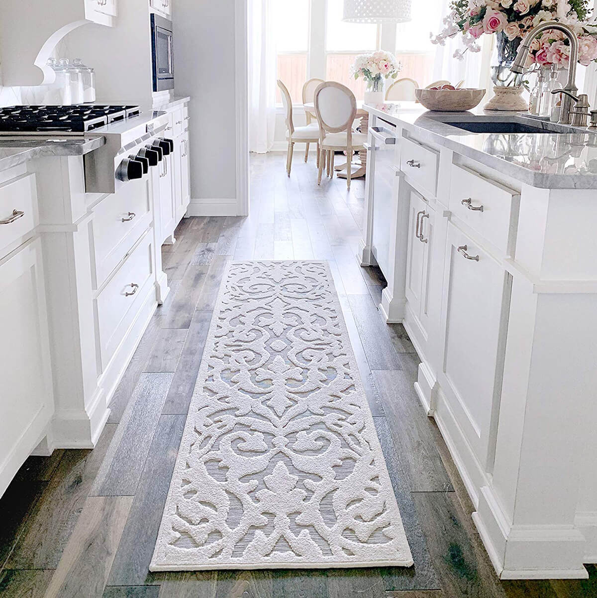 Durable Lace-Patterned Runner Rug