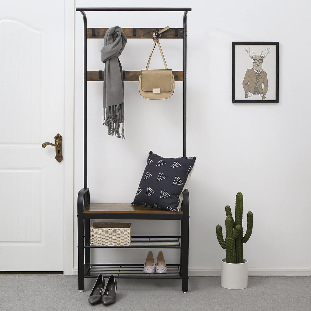 Utilitarian Three-in-One Coat Rack and Bench