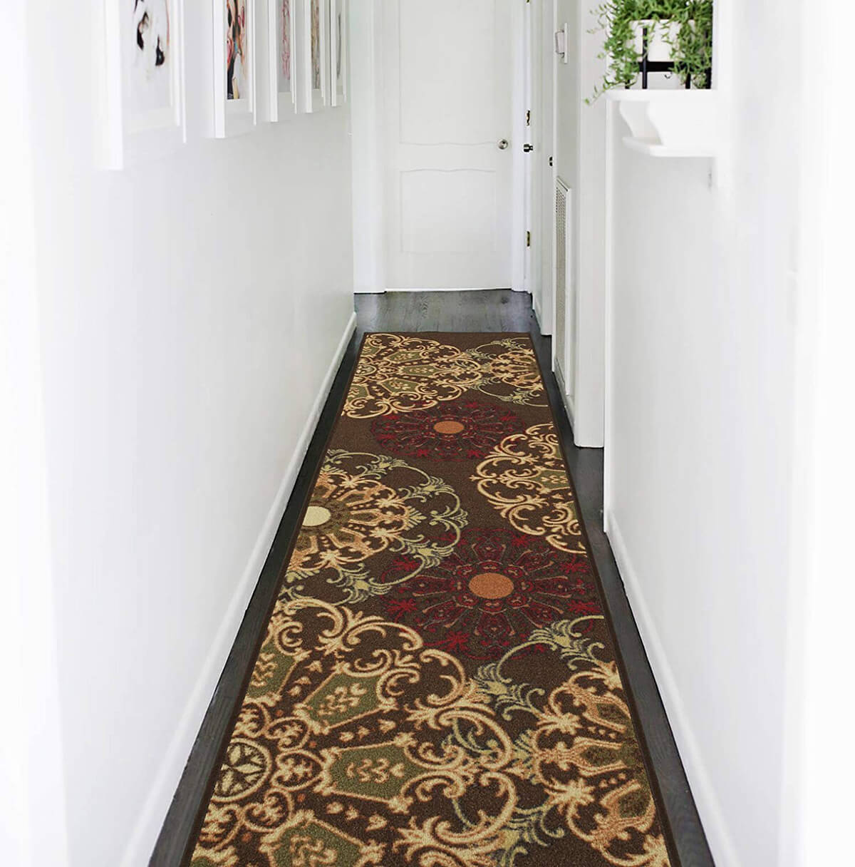 Very Thick Hall Runner SHADOW Diamonds brown Width 70-120 cm Soft Densely RUGS 