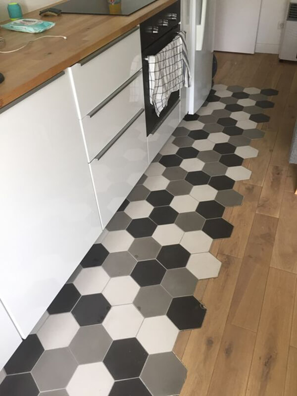 Contemporary Black And White Geometric Flooring Design Homebnc