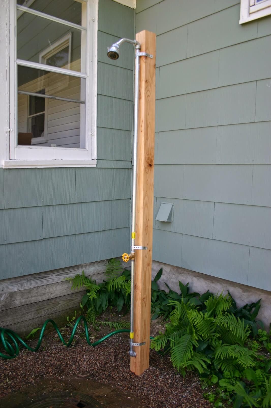 Simple Wooden DIY Outdoor Shower