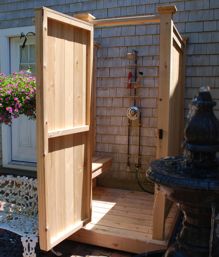 Wooden Outdoor Bathhouse for Backyard