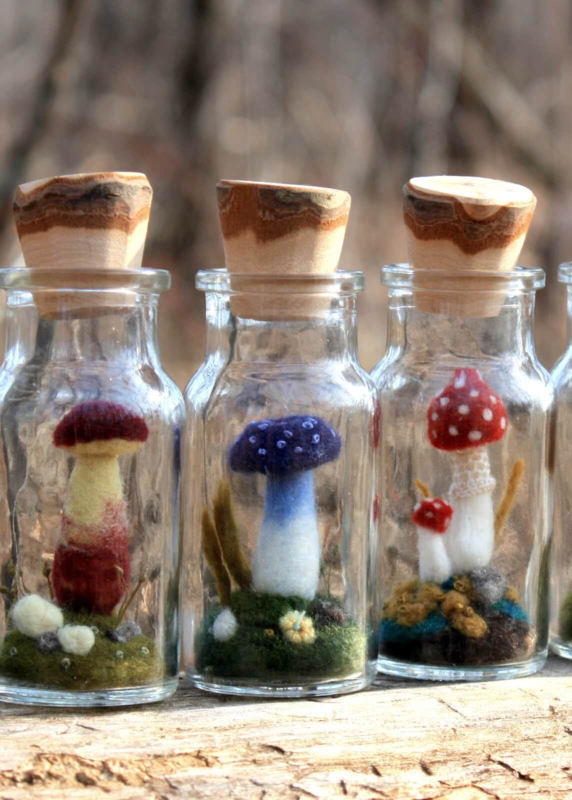 Mini Fairy Needle-Felt Mushroom Jars