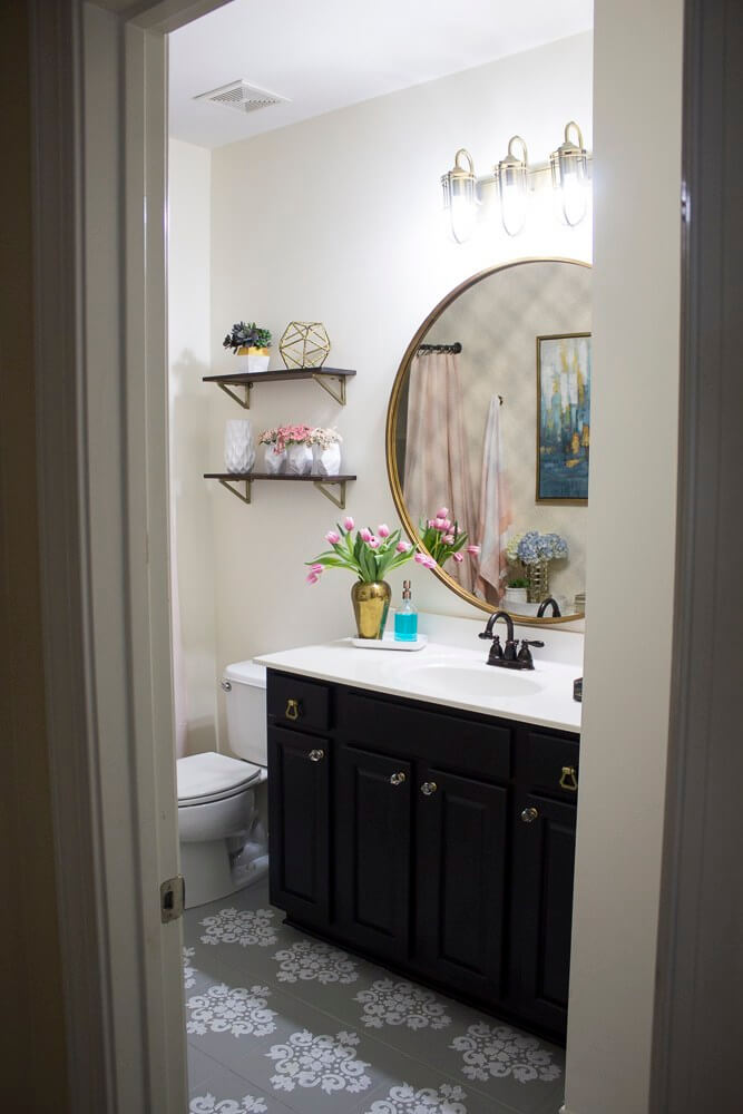 Powder Room Makeover with Feminine Aesthetics