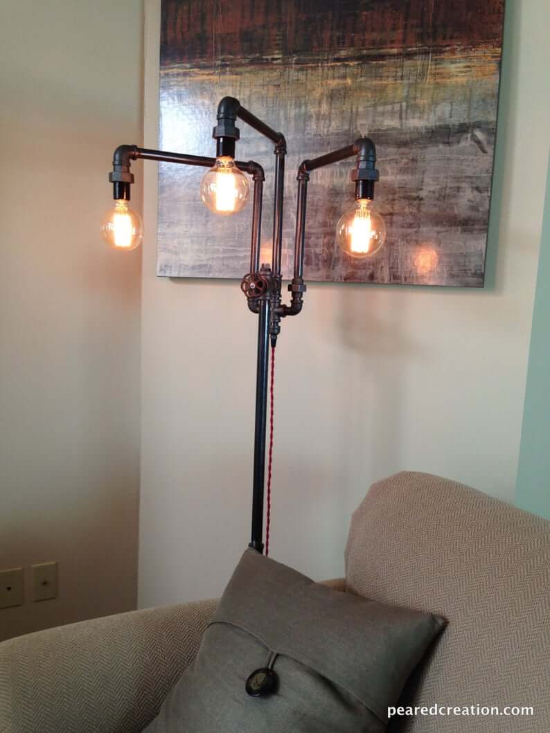 Industrial Pipe Lamp with Adjustable Arms