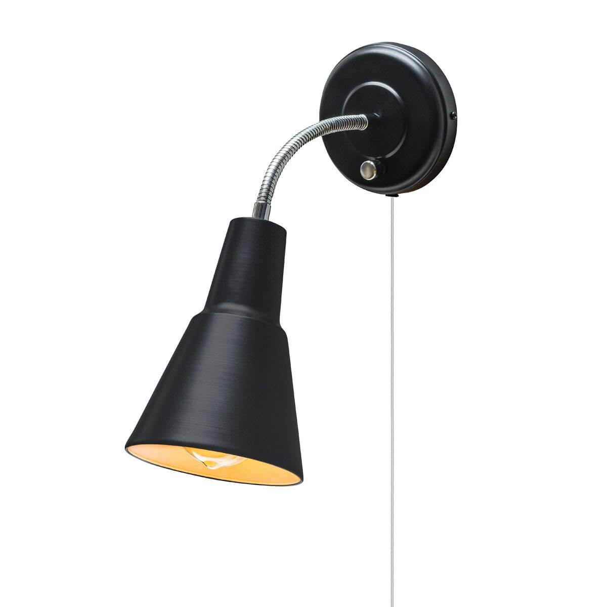 Sleek and Black Goose Neck Wall Light