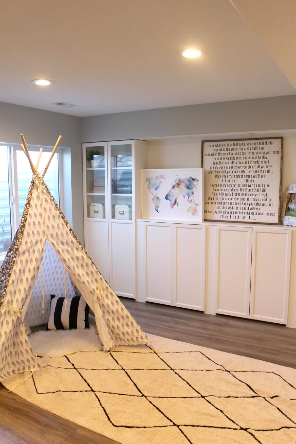 A Minimalist Basement Playroom for Kids