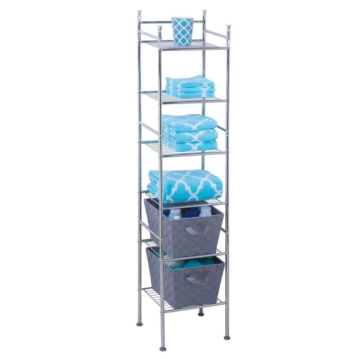 Six-Shelf Vertical Bathroom Organizer