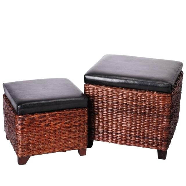 Cube Shaped 2-Piece Hassock with Lift Top