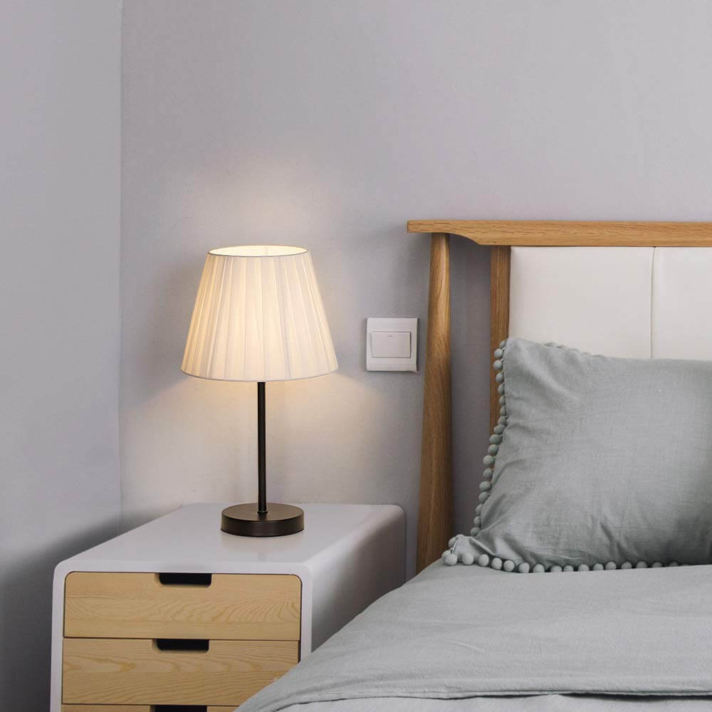 Cute Pleated Shade Bedside Lamp Homebnc