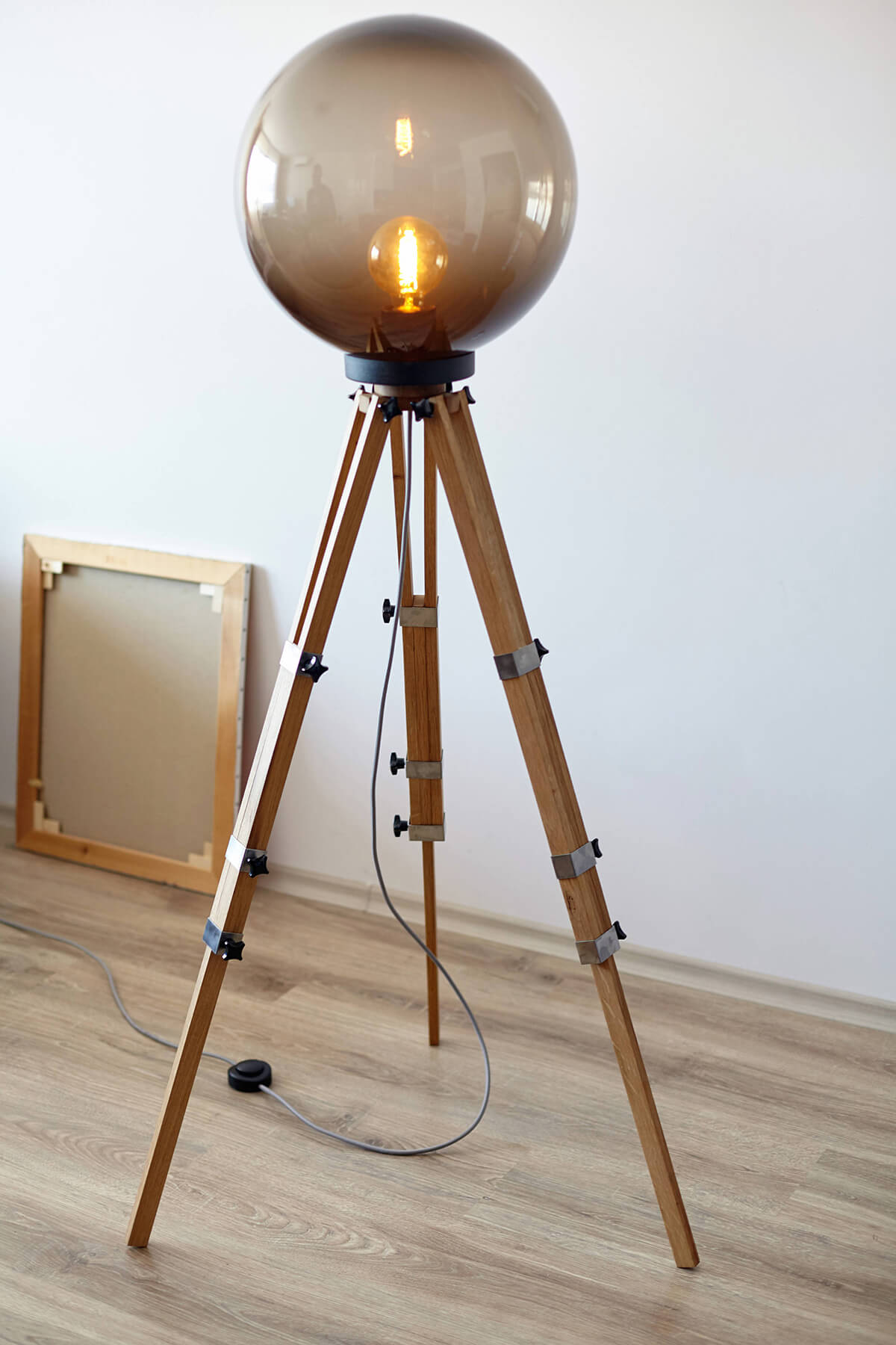 Awesome Tripod Lamp with Large Glass Globe