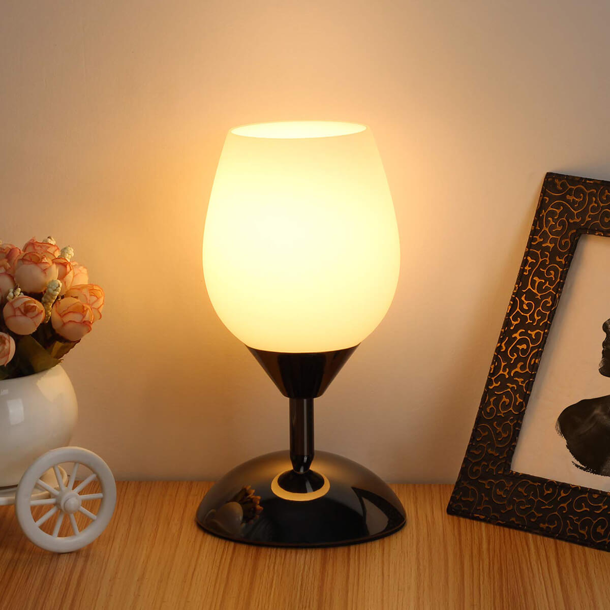 Opal Wineglass Bedside Accent Lamp