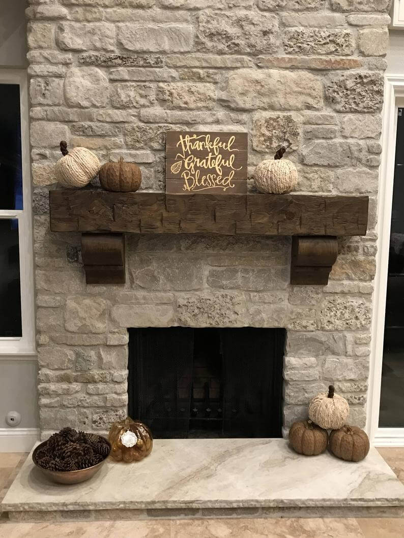 Weathered Pine Large Fireplace Mantel