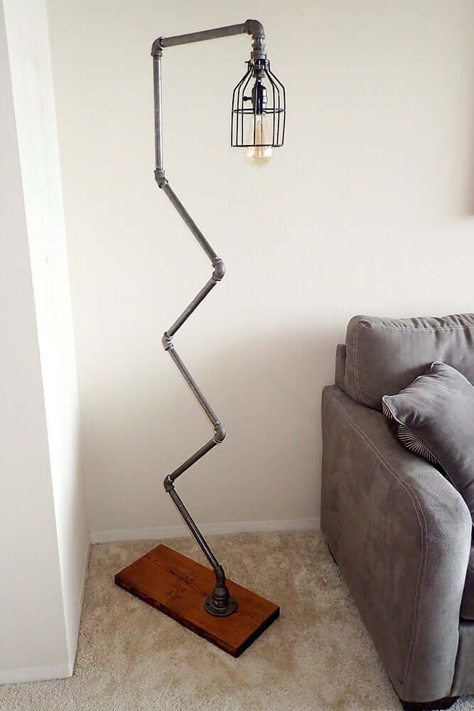 Quirky Zig-Zag Metal Gooseneck Floor Lamp