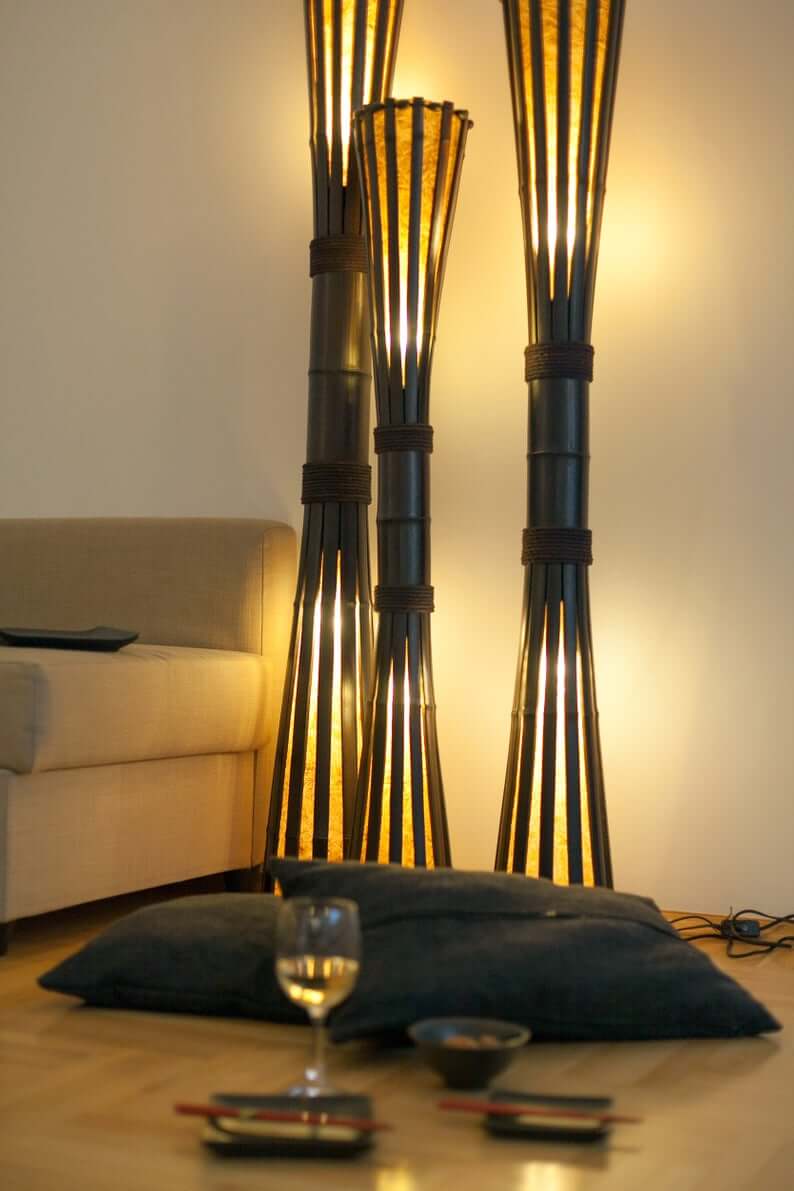 Chic Bamboo Hourglass Floor Lamp