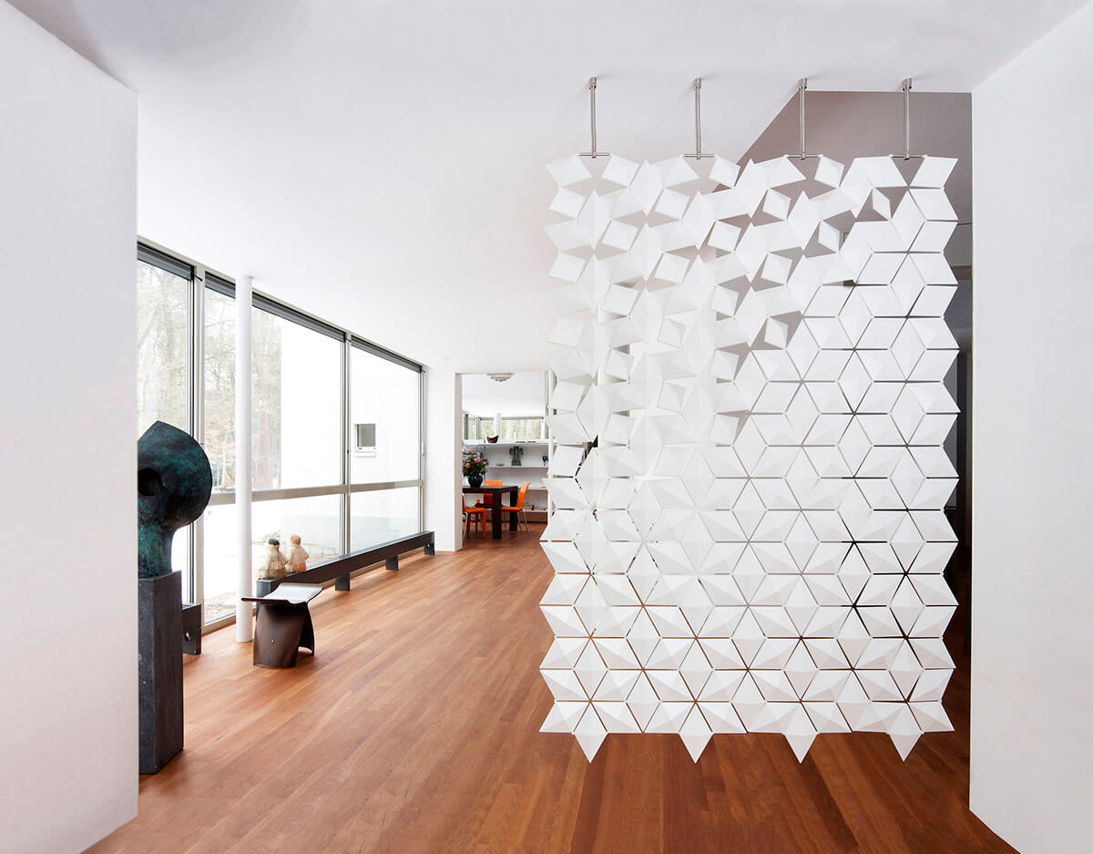 Gorgeous White Origami Style Hanging Room Divider