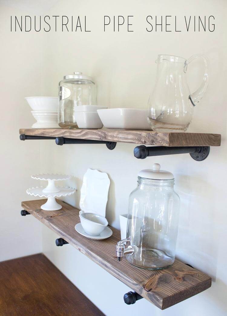 Boho Industrial Iron and Wood Floating Shelves