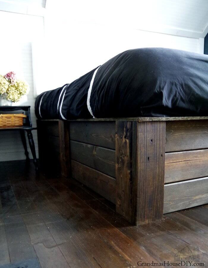 Tall, Dark and Handsome Elevated Pallet Platform Bed