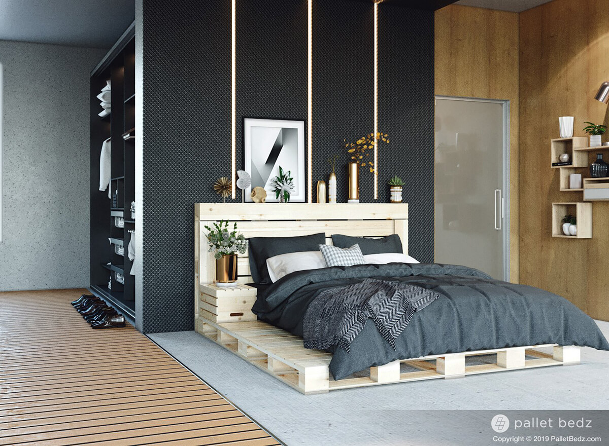 Modern Minimalist Raw Pallet and Crate Bed