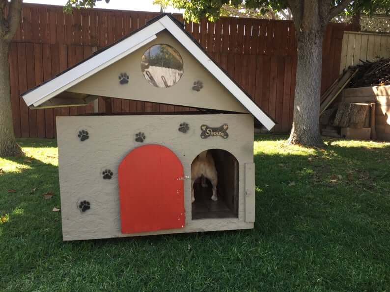 Paw Printed A-Frame Beautiful Dog House