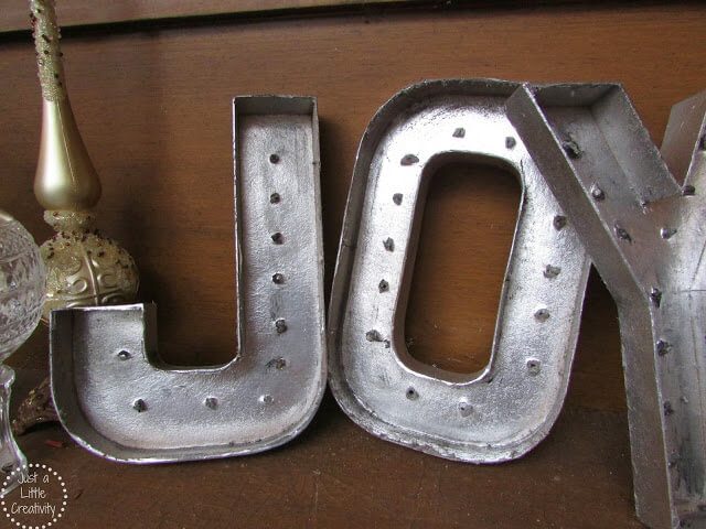 Riveted "Joy" Box Letter Decoration