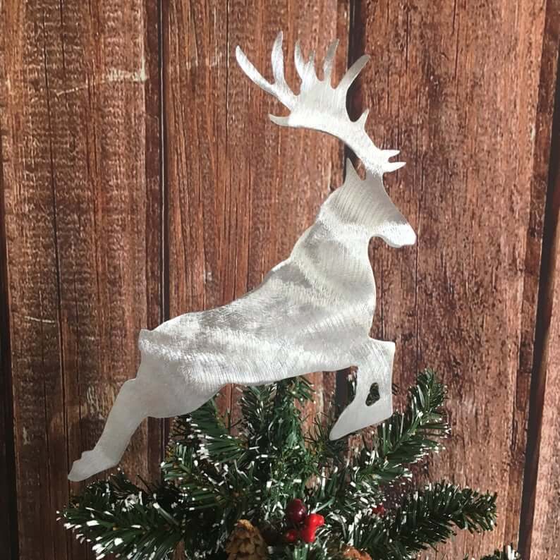 Handmade Aluminum Metal Reindeer Tree Topper