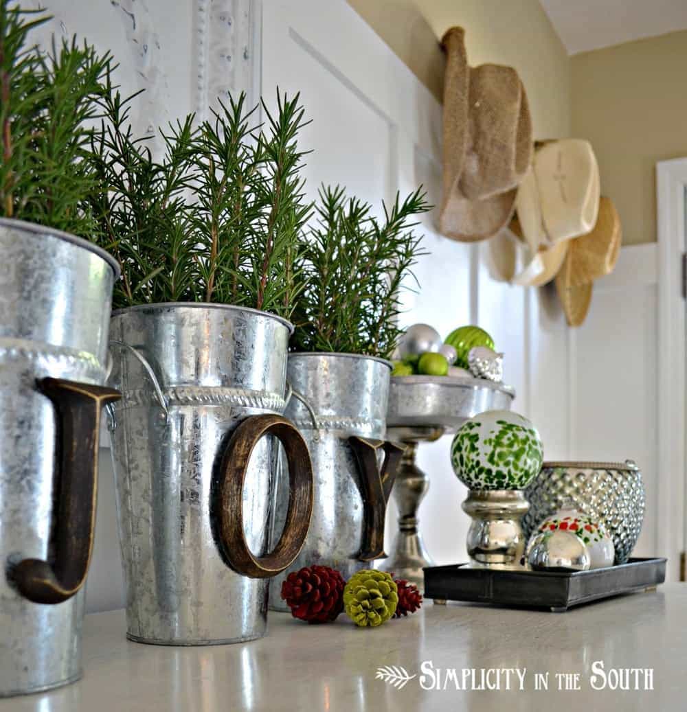 Silver Decor Buckets with Wooden Letters