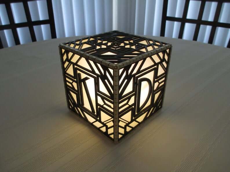 Personalized Art Deco Illuminated Wire Cube