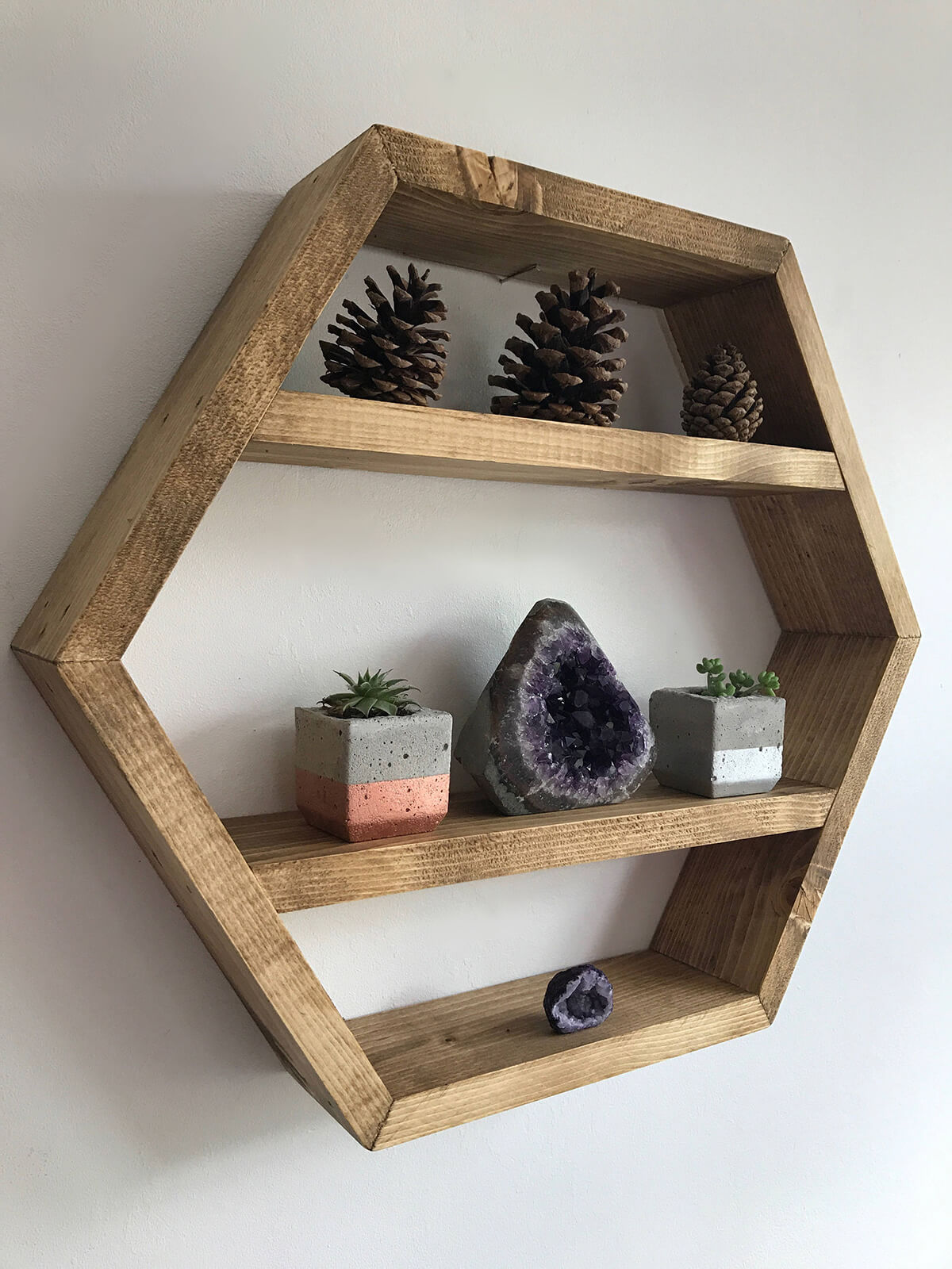 Practical and Pretty Wooden Hexagon Shelf