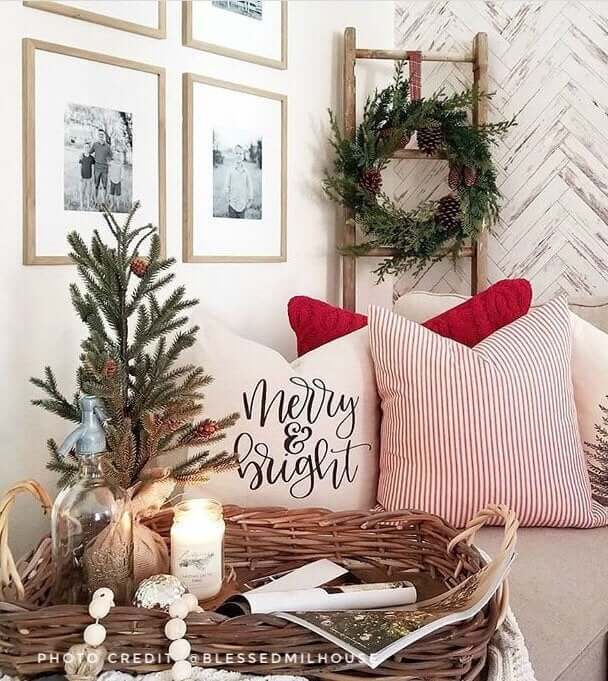 Merry & Bright Pretty White Christmas Throw Pillow