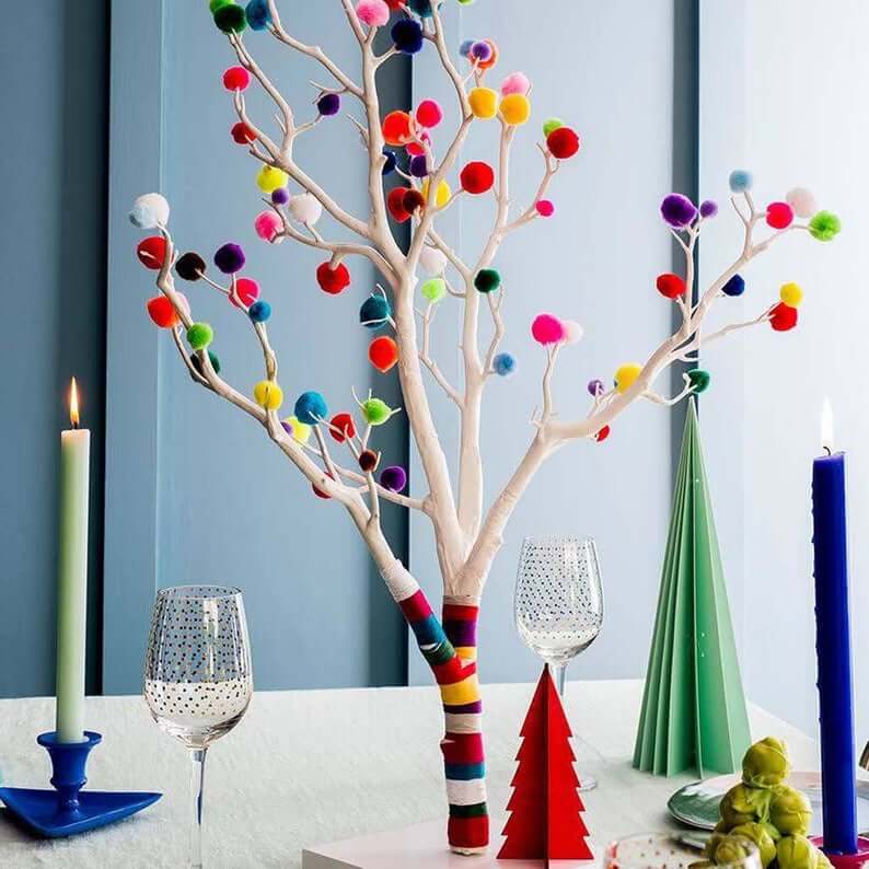 Pom Pom Christmas Tree Centerpiece