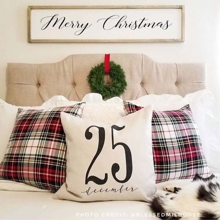 Count Down with Plaid Christmas Pillow Trio