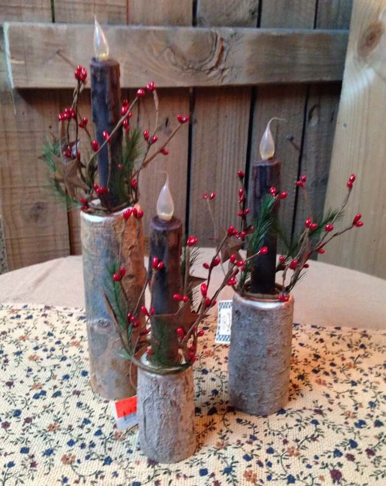 Rustic Twig Candle Holder Set