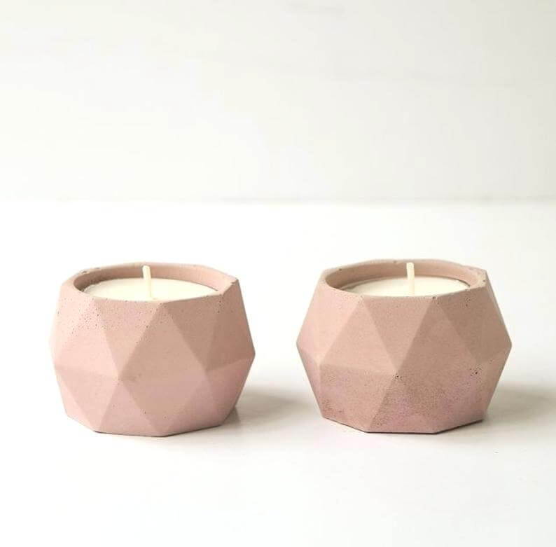 Off-white Modern Geometric Inspired Triangular Votive Holders