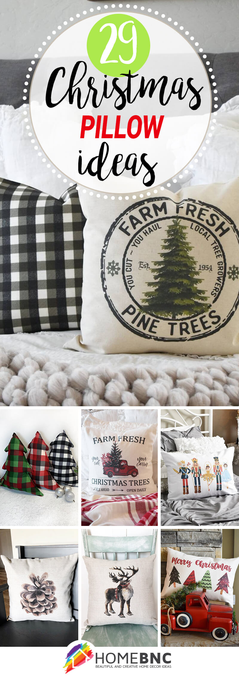 black and white christmas pillows