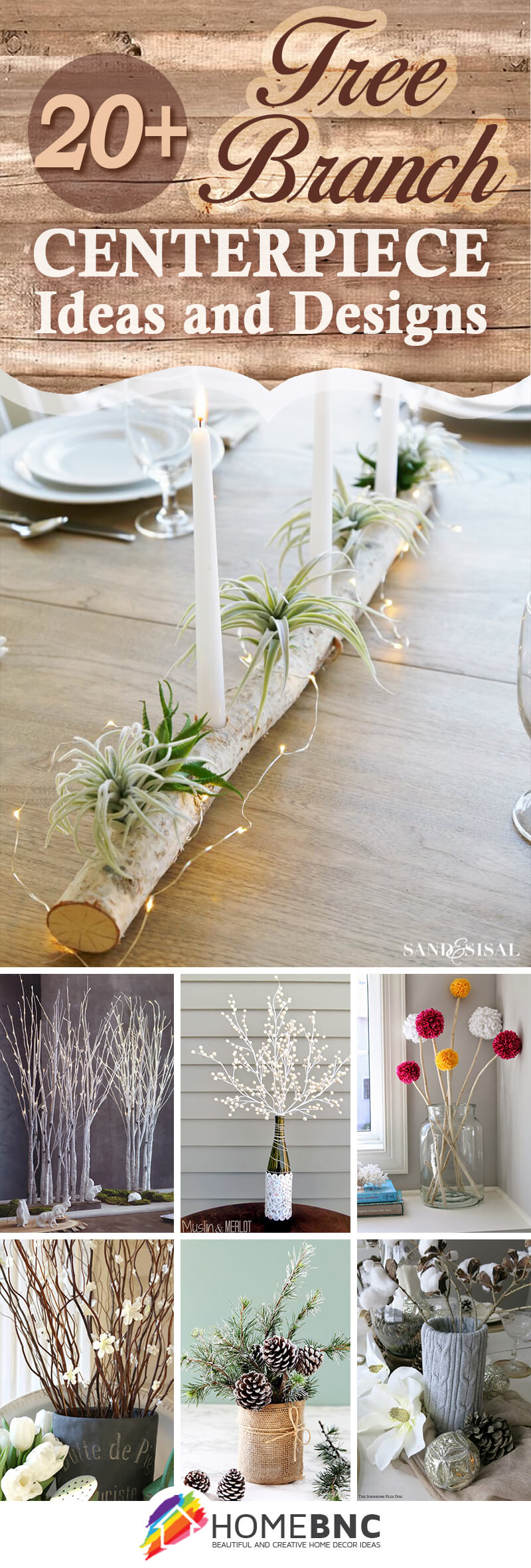 white tree branch centerpieces