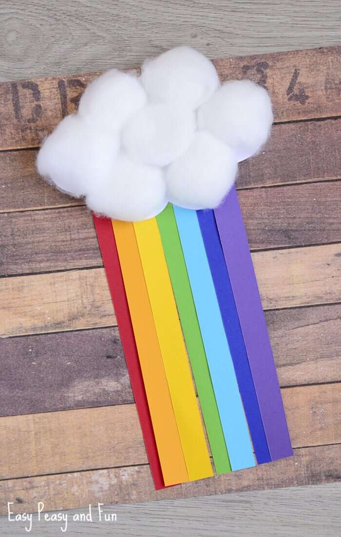 Cool Bright Rainbow with Cotton Clouds