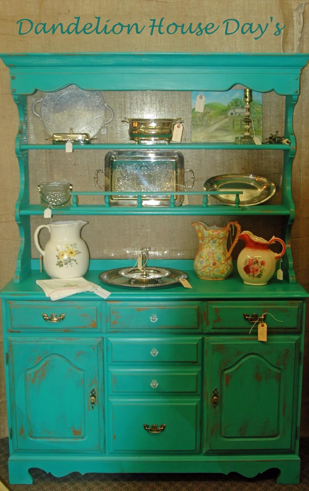 A Florence Blue Vintage Hutch and Buffet Paint Project