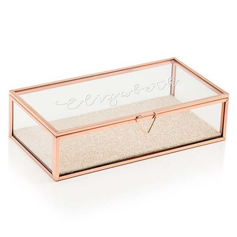 Chic and Trendy Rose Gold Glass Jewelry Box
