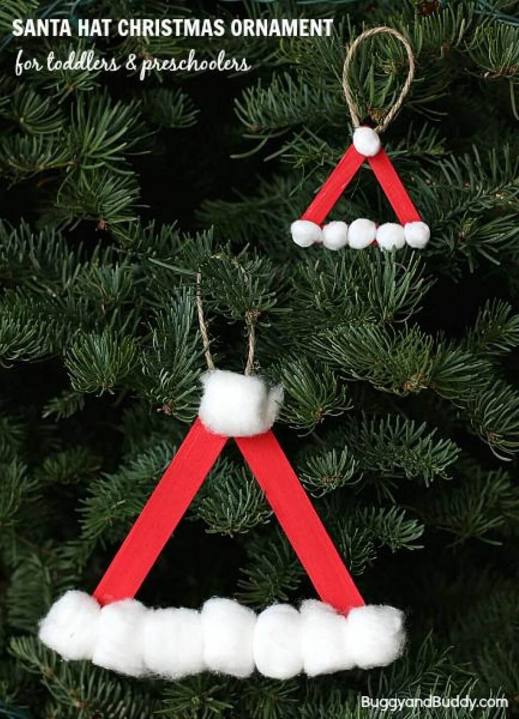 Adorable Popsicle Stick and Cotton Santa Ornaments